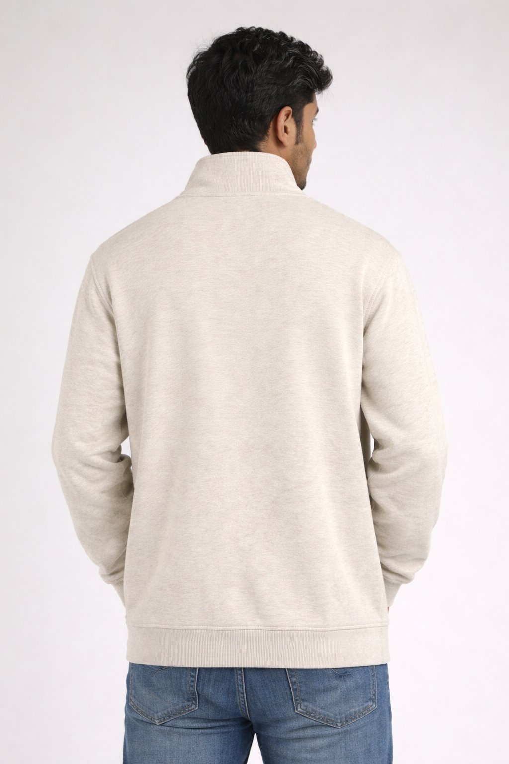 Men’s Premium Beige Quarter Zip Sweatshirt
