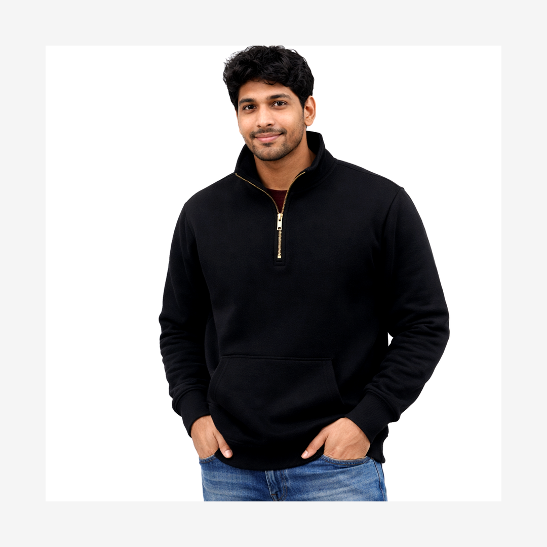 Men’s Premium Black Quarter Zip Sweatshirt